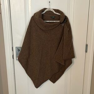 Ralph Lauren Brown Wool Cape Poncho Wrap